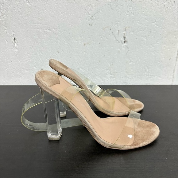 Tony Bianco Kiki Clear Vynalite/Blush Kid Suede shoe size 8 - Picture 3 of 7